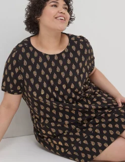 FatFace Simone Woodblock Jersey Dress Black Sale