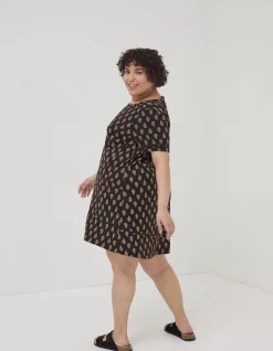 FatFace Simone Woodblock Jersey Dress Black Sale