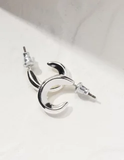 FatFace Simple Huggy Hoop Earrings Silver