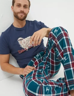 FatFace Ski Jacquard Pyjama Bottoms Teal Green Outlet