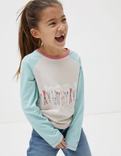 FatFace Ski Raglan Jersey T-Shirt Oatmeal Best