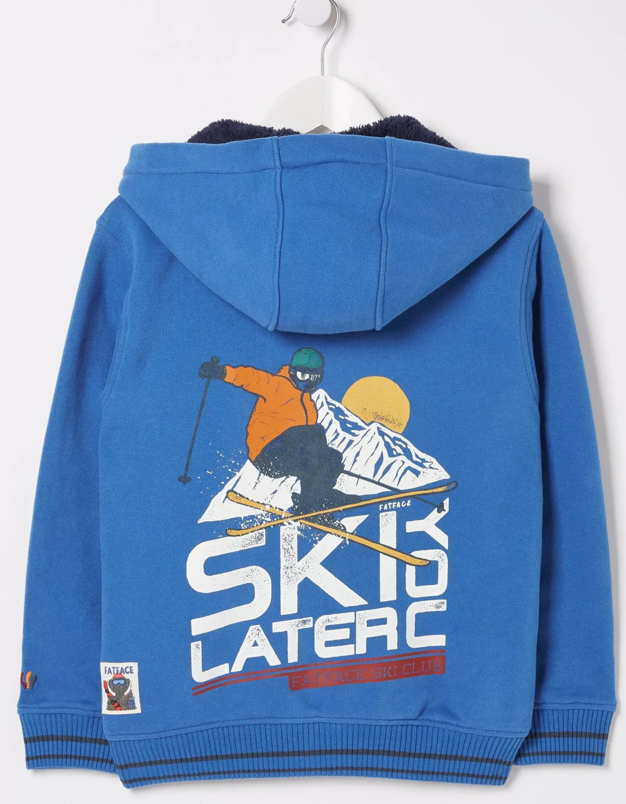 FatFace Ski You Later Sweat Zip Hoodie Cobalt Blue Outlet