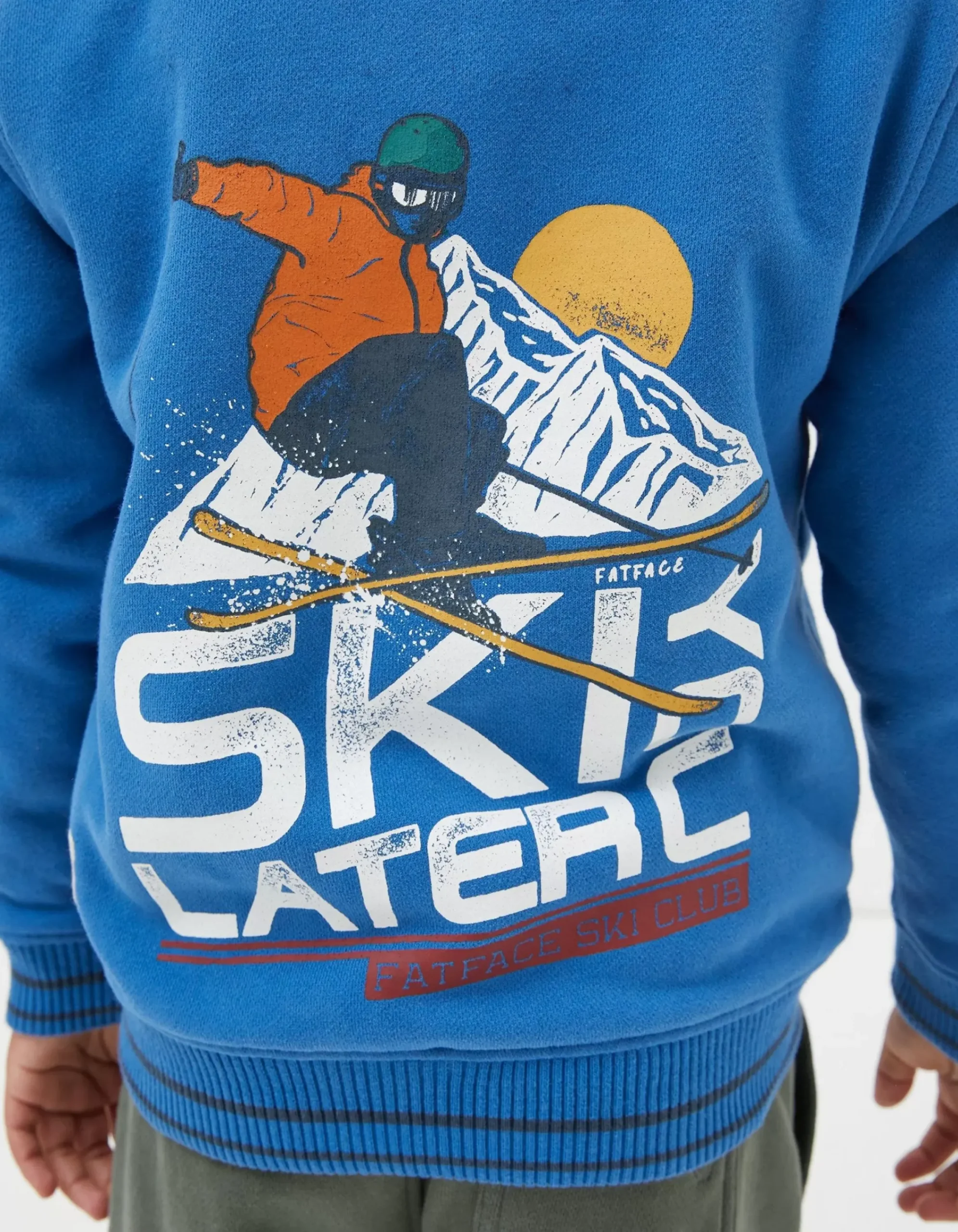 FatFace Ski You Later Sweat Zip Hoodie Cobalt Blue Outlet