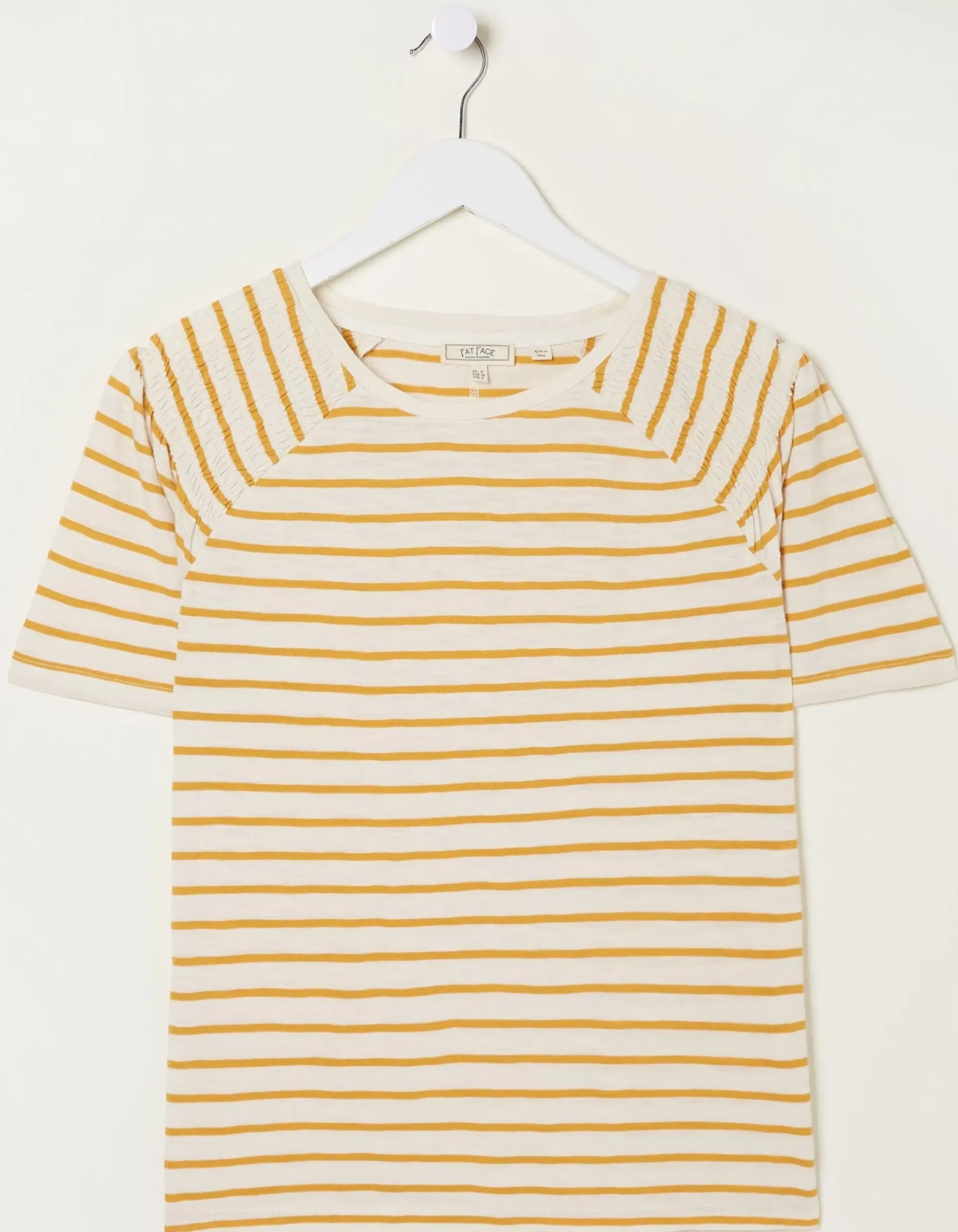FatFace Skylar Stripe Top Golden Yellow Best