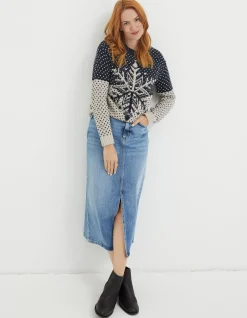 FatFace Snowflake Jumper Navy Hot