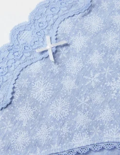 FatFace Snowflake Print Mini Knickers Light Blue Online