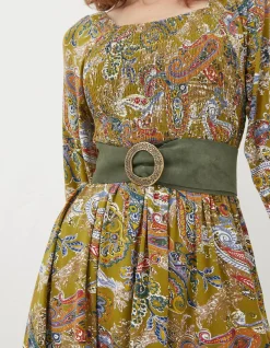 FatFace Soft Wide Suede Belt Khaki Green Online
