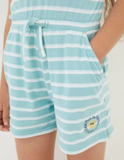 FatFace Sophia Stripe Playsuit Aqua Blue Hot