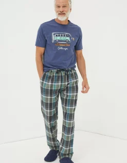 FatFace Southsea Checked Pyjama Bottoms Khaki Green
