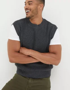 FatFace Southwick Crew Knitted Tank Charcoal Grey