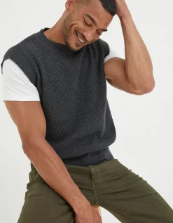 FatFace Southwick Crew Knitted Tank Charcoal Grey