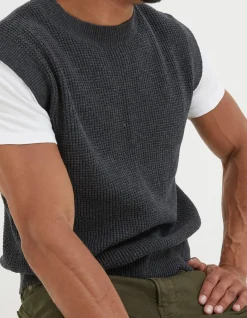 FatFace Southwick Crew Knitted Tank Charcoal Grey