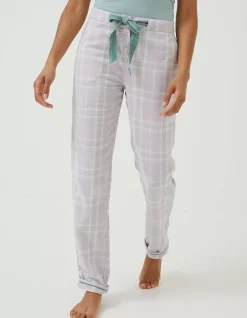 FatFace Spring Check Pants Lilac