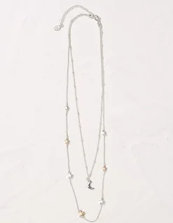 FatFace Star Layered Necklace Silver Clearance