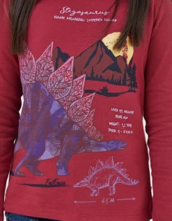 FatFace Stegosaurus Graphic T Shirt Berry Pink Sale
