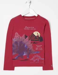 FatFace Stegosaurus Graphic T Shirt Berry Pink Sale