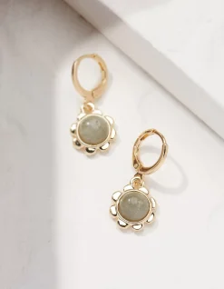 FatFace Stone Flower Drop Earrings Gold Outlet