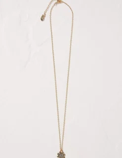 FatFace Stone Flower Necklace Gold Discount