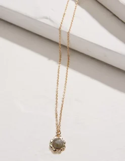 FatFace Stone Flower Necklace Gold Discount