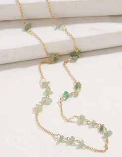 FatFace Stone Long Necklace Green Best