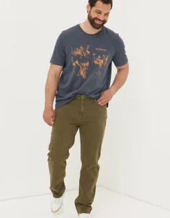 FatFace Straight 5 Pocket Jeans Khaki Green Discount