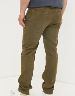 FatFace Straight 5 Pocket Jeans Khaki Green Discount
