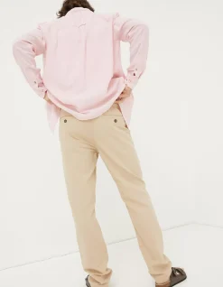 FatFace Straight Cotton Linen Trousers Light Stone New