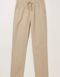 FatFace Straight Cotton Linen Trousers Light Stone New