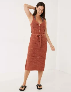 FatFace Strappy Beach Dress Rust Orange Clearance