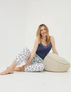 FatFace Strawberry Cuffed Pants Ivory Clearance
