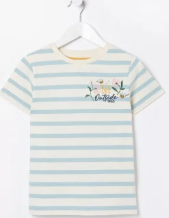 FatFace Stripe Bee Jersey T Shirt Natural White Outlet