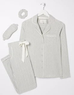 FatFace Stripe Box Pyjamas Gift Box Set Grey Marl