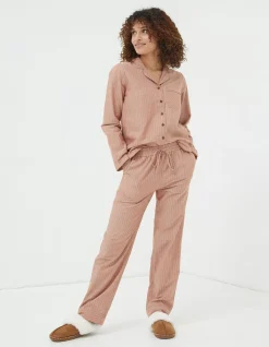 FatFace Stripe Pyjama Set Washed Red New