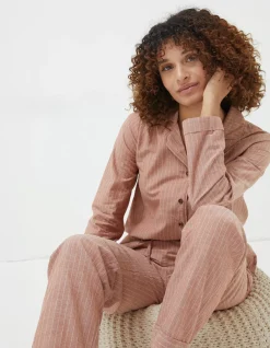 FatFace Stripe Pyjama Set Washed Red New