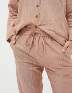 FatFace Stripe Pyjama Set Washed Red New