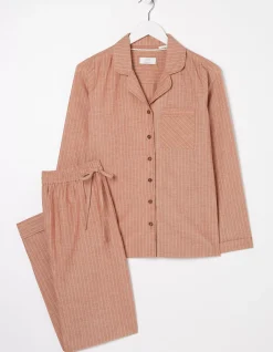 FatFace Stripe Pyjama Set Washed Red New