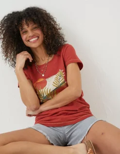FatFace Summer Haze T-Shirt Rust Red