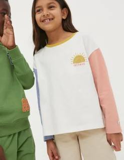 FatFace Sun Embroidered Long Sleeve T-Shirt Natural White