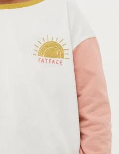 FatFace Sun Embroidered Long Sleeve T-Shirt Natural White