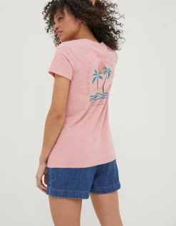 FatFace Sunshine All The Time T-Shirt Pink Hot