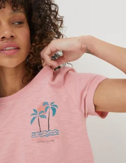 FatFace Sunshine All The Time T-Shirt Pink Hot