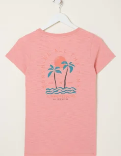 FatFace Sunshine All The Time T-Shirt Pink Hot