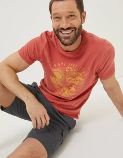 FatFace Surf Club T-Shirt Rust Red Sale