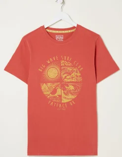 FatFace Surf Club T-Shirt Rust Red Sale