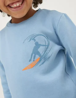 FatFace Surf Graphic Sweat Blue Hot
