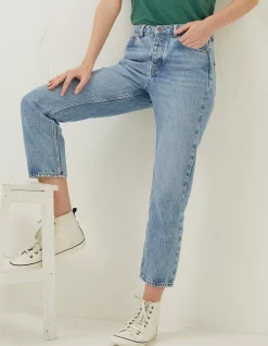 FatFace Sutton Straight Cropped Jeans Light Blue Hot