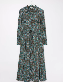 FatFace Swinley Mirrored Midi Dress Teal Green Hot
