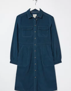FatFace Tabitha Cord Dress Teal Green Discount