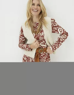 FatFace Talia Waistcoat Ivory Outlet