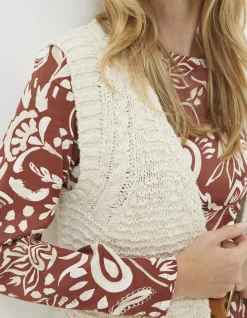 FatFace Talia Waistcoat Ivory Outlet